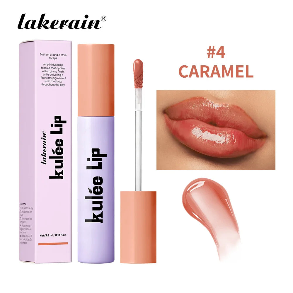 Lakerain Kulfée Lip Oil Long-lasting Moisturizing 9 Color Lip Gloss Non-Sticky Smooth Glide Deep Hydrating Lips Beauty Makeup Peaceful Pleasures Health and Wellness Caramel