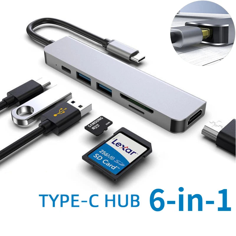 USB 3.0 Type-C Hub To HDMI Adapter 4K 30HZ SD TF Card PD 87W Fast Charge Splitter USB Docking Stations Hub for MacBook Compute Peaceful Pleasures Health and Wellness