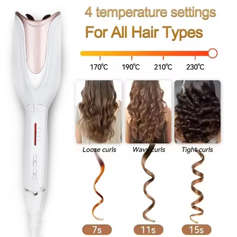 Fully automatic electric rotary hair curler for creating big waves does not damage hair resistant to heat Peaceful Pleasures Health and Wellness