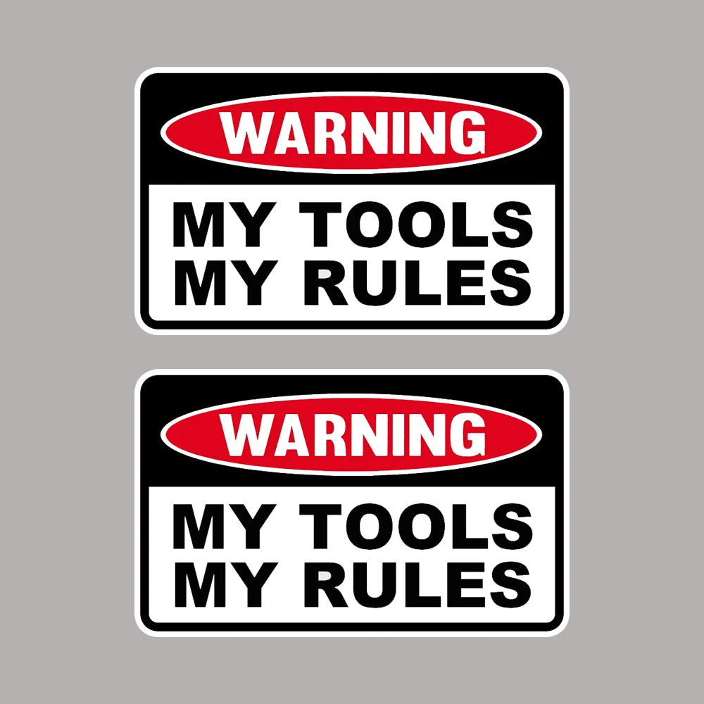 2pcs 110mm My Tools, My Rules Toolbox Warning Funny Sticker Decal Peaceful Pleasures Health and Wellness Default Title