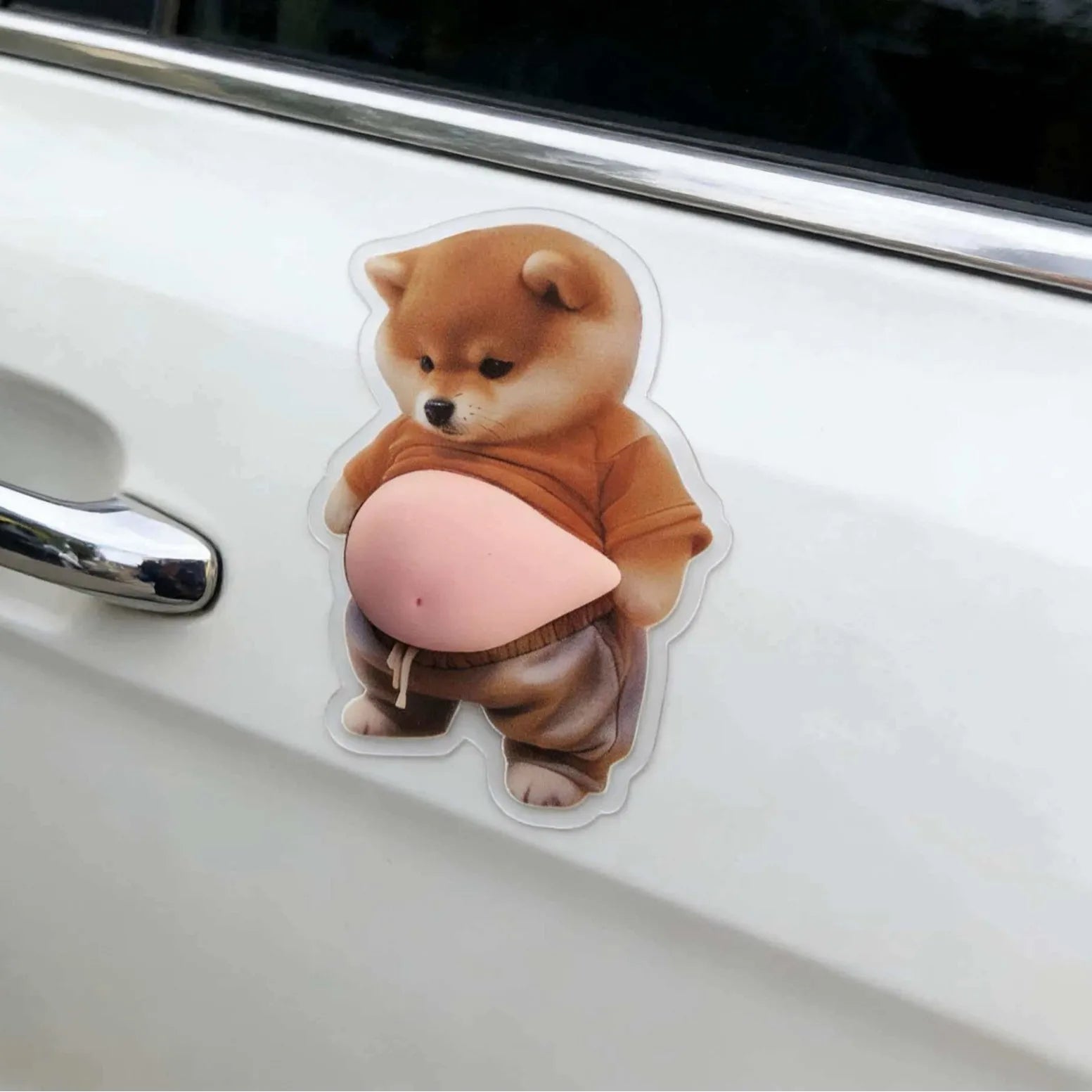 Squeezable Big Belly Corgi Silicone Anti Collision Sticker Creative Adorable Stress Relief Fridge Decal for Car and Home Decor Peaceful Pleasures Health and Wellness
