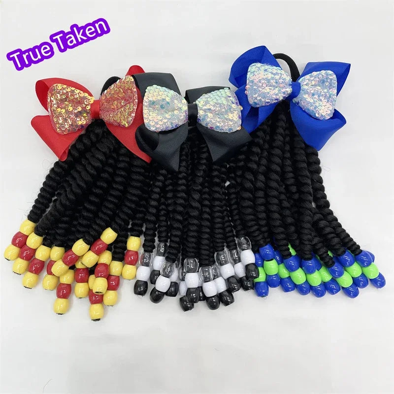 Custome- Braded Ponytails for Kids 8in Kids Box Braid Ponytail Hair Extension Synthetic with Big Bubbles Balls Peaceful Pleasures Health and Wellness