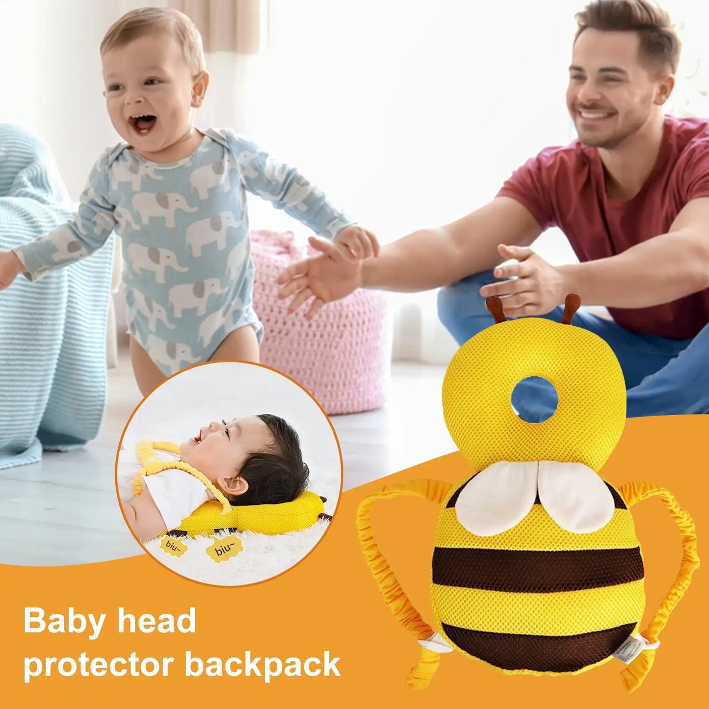 Bee Baby Head Protector Backpack | Toddler Safety Cushion