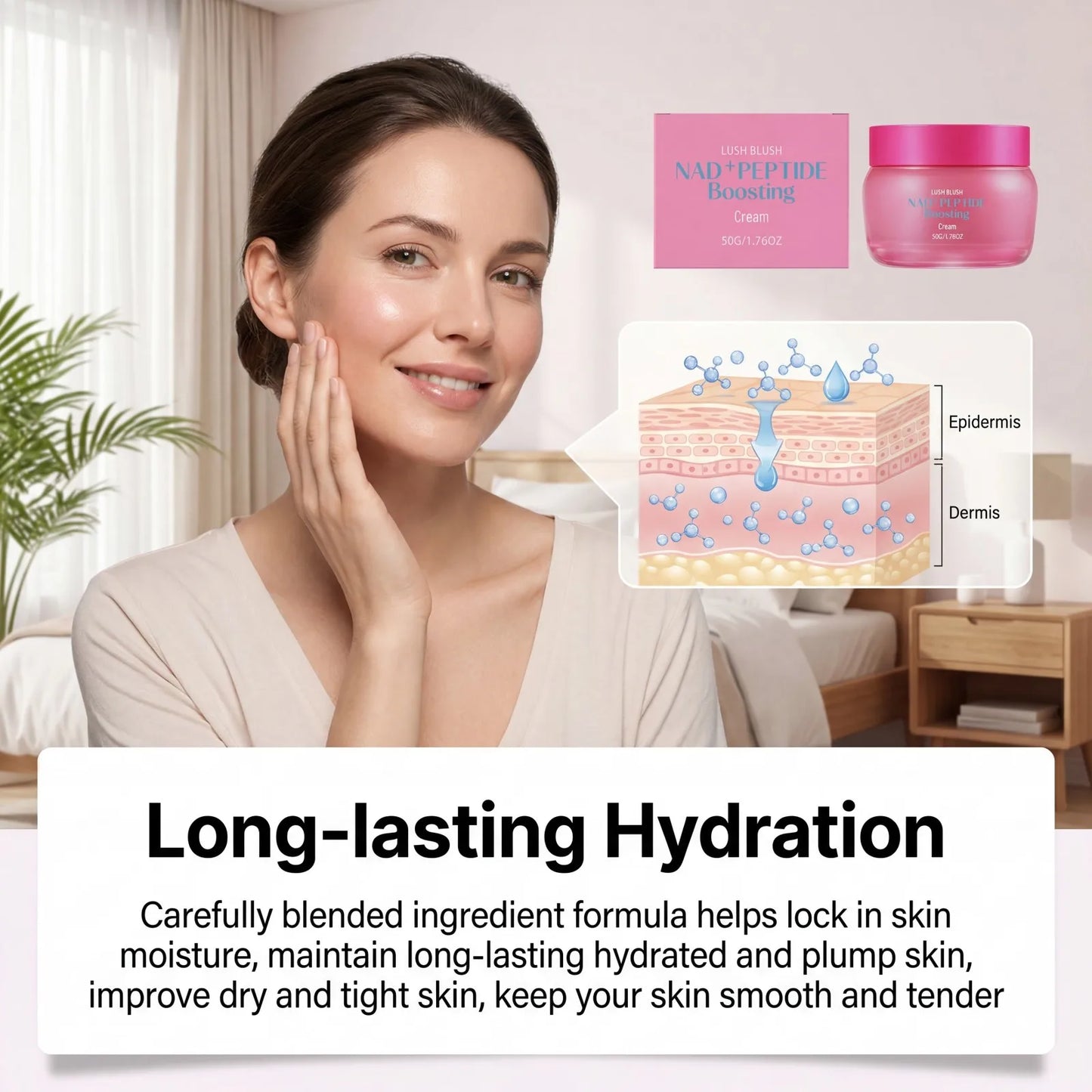 NAD+ Peptide Face Cream 50g – Firming, Hydrating & Brightening