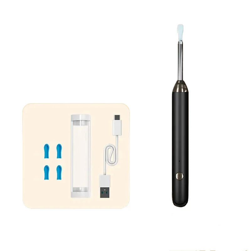 HOMEFISH WiFi Visible Ear Cleaning Tool | HD Camera & LED Ear Cleaning Tool Peaceful Pleasures Health and Wellness BLACK