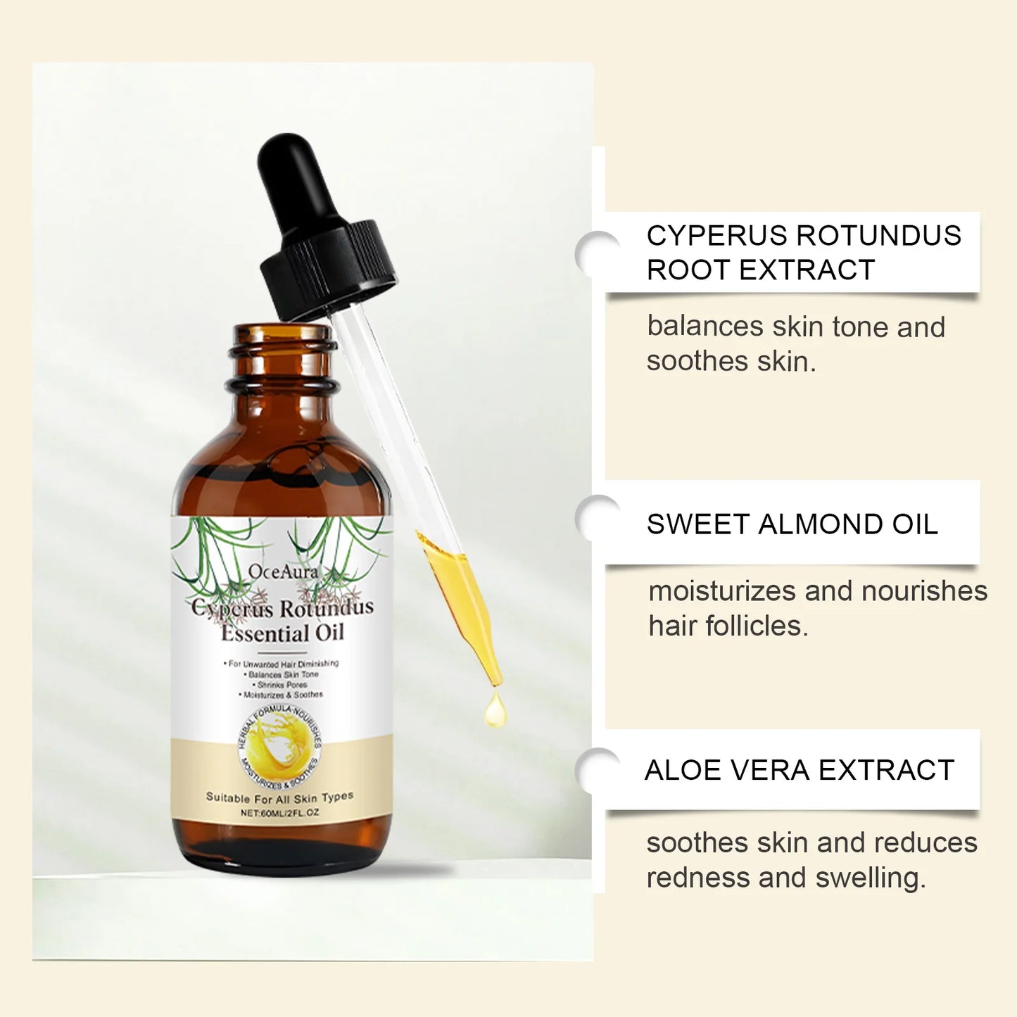 Herbal Hair Removal Oil – Gentle Smooth Skin for Face