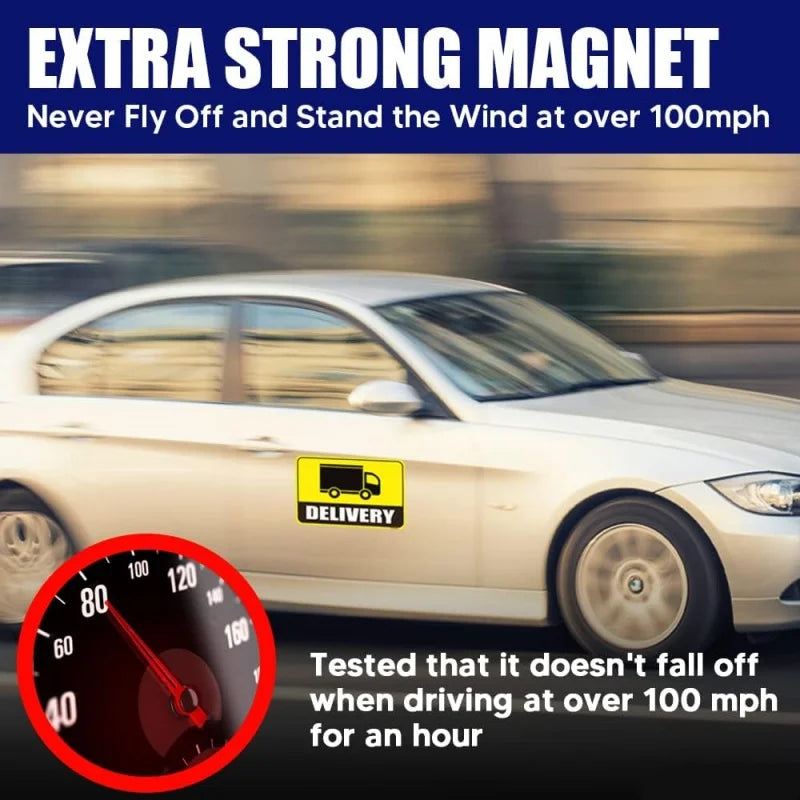 2-Pack Reflective Delivery Driver Car Magnets – Waterproof Signs
