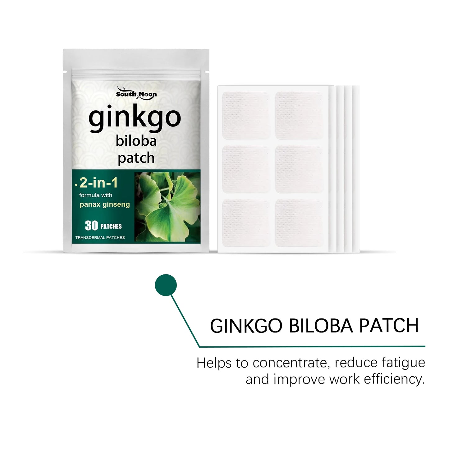Ginkgo Biloba & Ginseng Herbal Focus Patches – 30-Pack