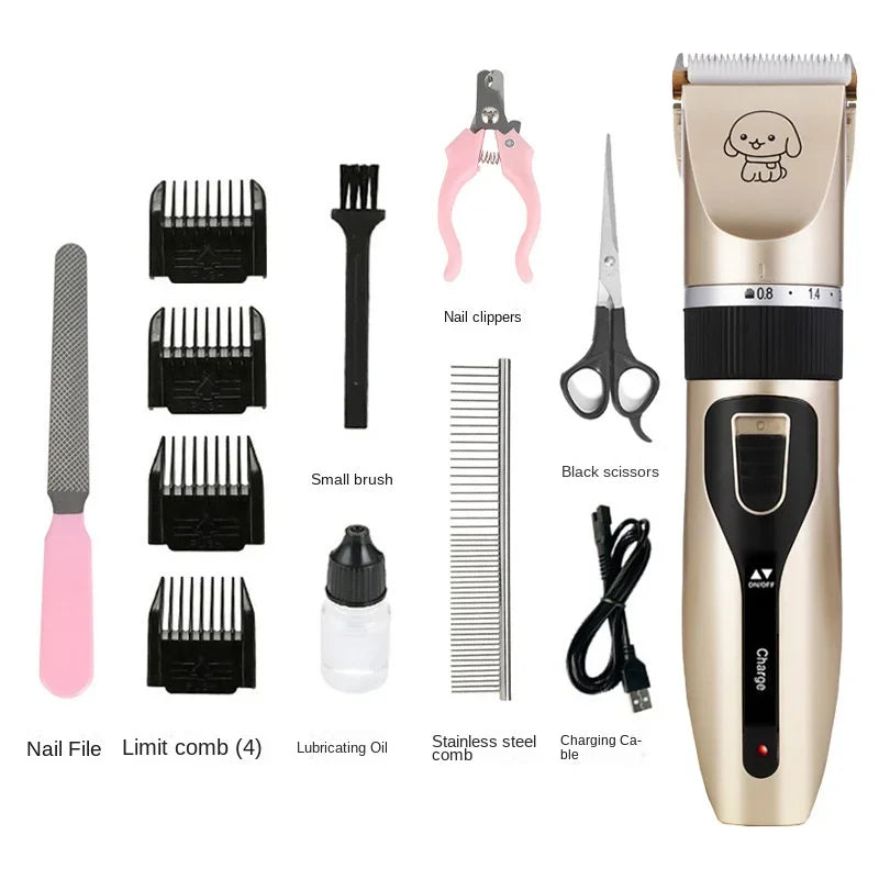Cat Dog Hair Clipper Electrical Professional Hair Clipper for Pets Silent Hair Cutter USB Rechargeable Pet Grooming Clipper Set Peaceful Pleasures Health and Wellness golden B