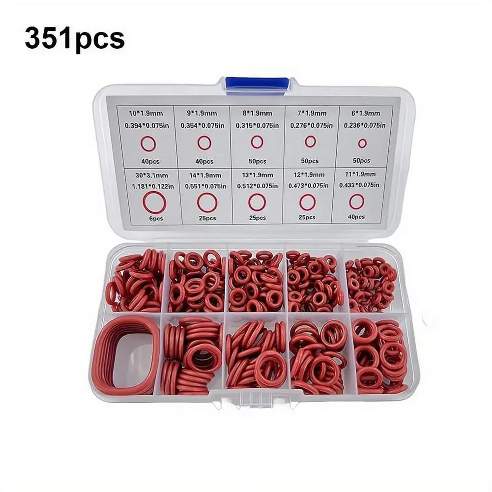 351PCS Silicone O-Ring Sealing Set, Ten Different Standard Sizes Oil Heat Resistant Rubber Gasket Pad For Cars Pipelines Peaceful Pleasures Health and Wellness