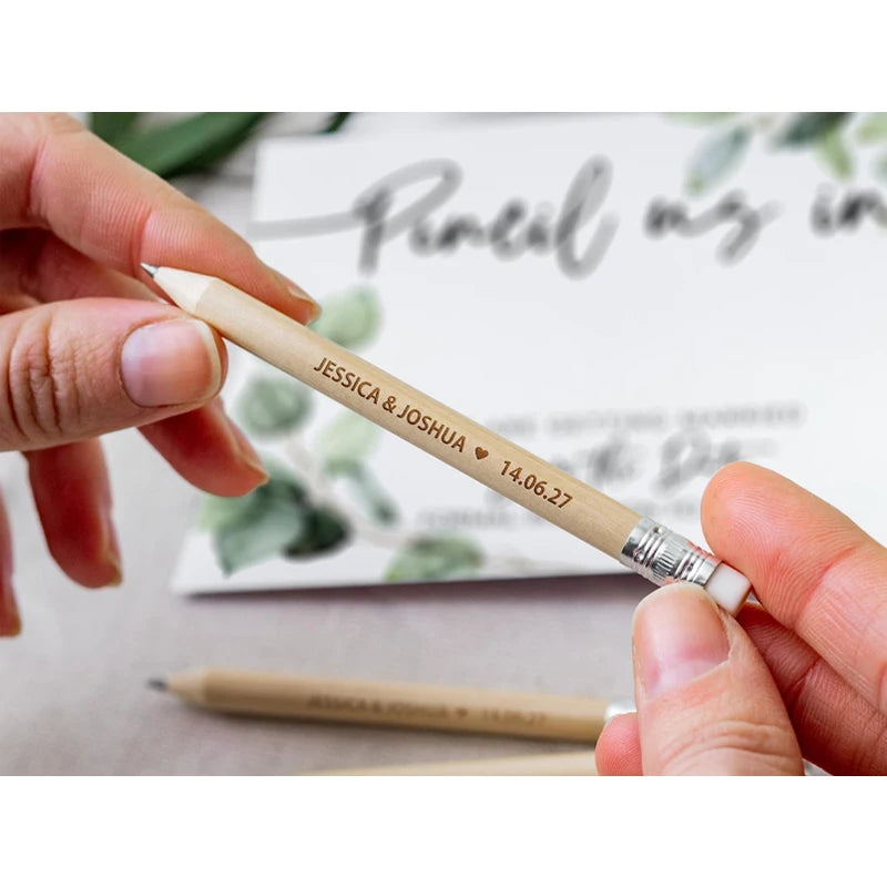 10 Personalized Engraved Wooden Pencils | Custom Wedding Gift Custom Engraved Pencils Peaceful Pleasures Health and Wellness