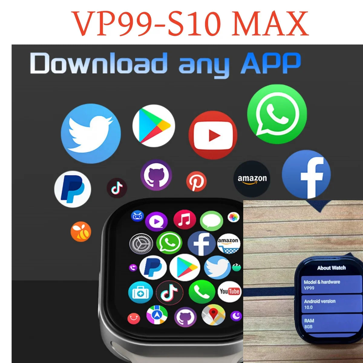 GOLDENSPIKE VP99 4G Smart Watch 2.29" AMOLED GPS 32GB+256GB