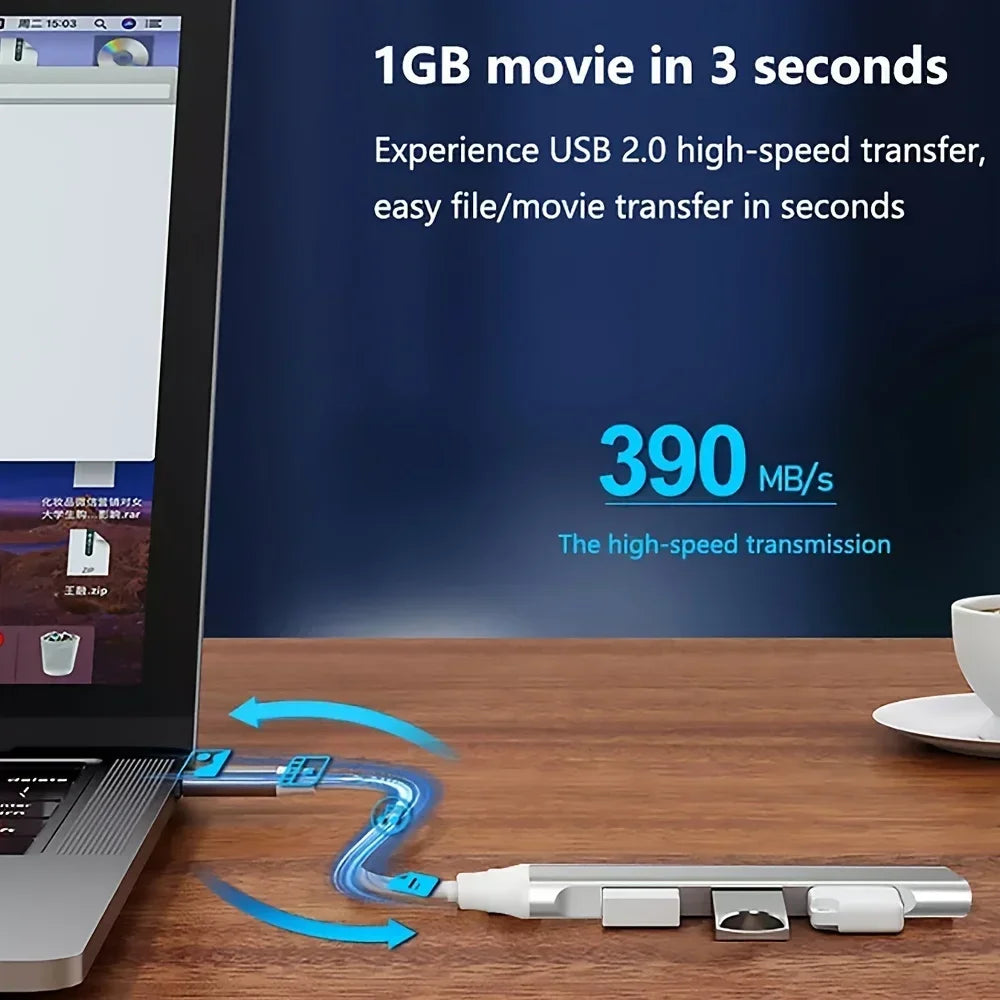 4-Port USB-C Hub 5Gbps USB 3.0 Splitter for MacBook & Laptop
