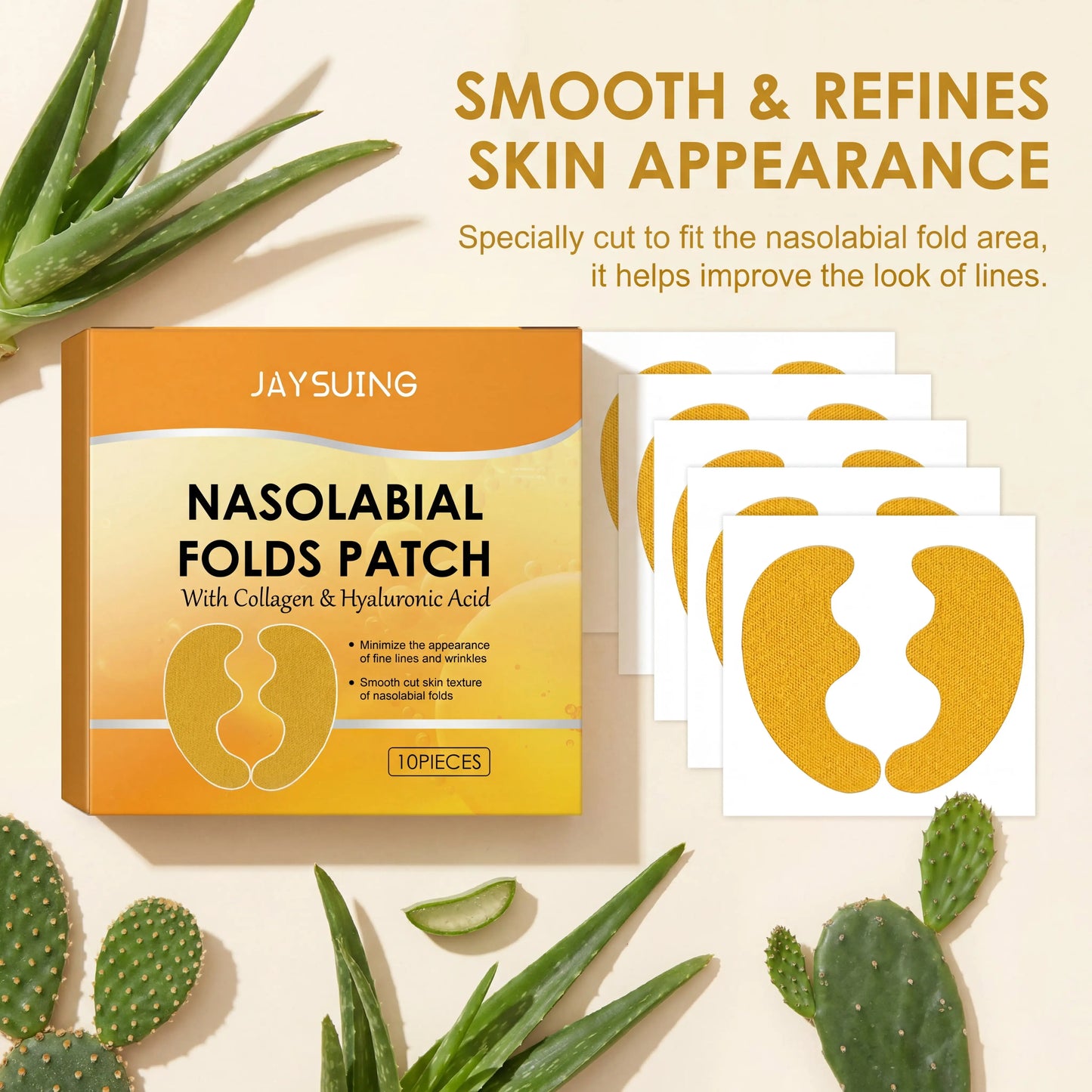 Jaysuing Nasolabial Fold Firming Patches – Hydrating, 10 Pcs