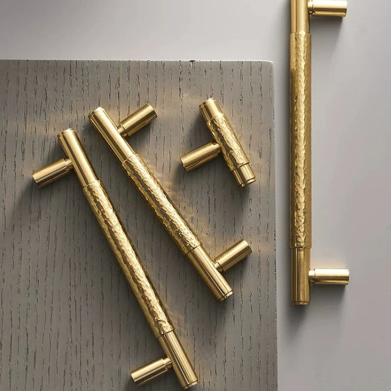 Solid Brass Hammer Pattern Cabinet Drawer Handle – Vintage