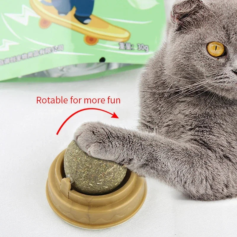 Rotating Catnip Ball Cat Toy – Interactive Lick & Scratch