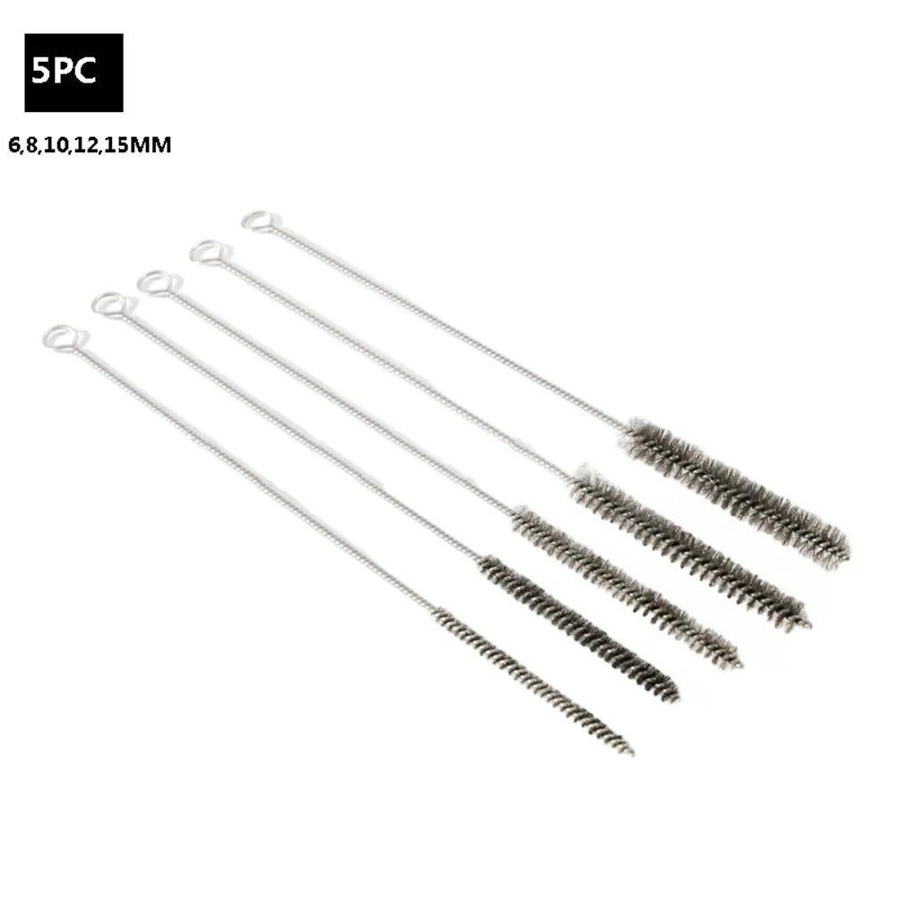 5 Cleaning Brushes Stainless Steel Brass Cylinder Wire Tube Pipe