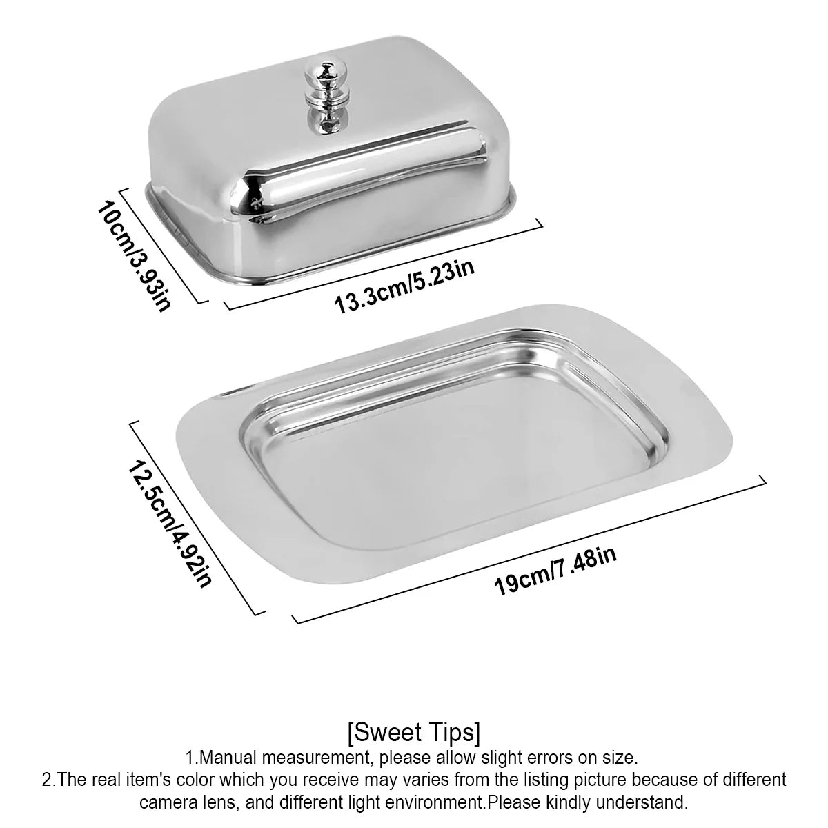 1PC Stainless Steel Butter Dish with Lid Handle Cover Design, Dessert Cheese Bread Box, Solid Cheese/Butter Container with Cover Peaceful Pleasures Health and Wellness