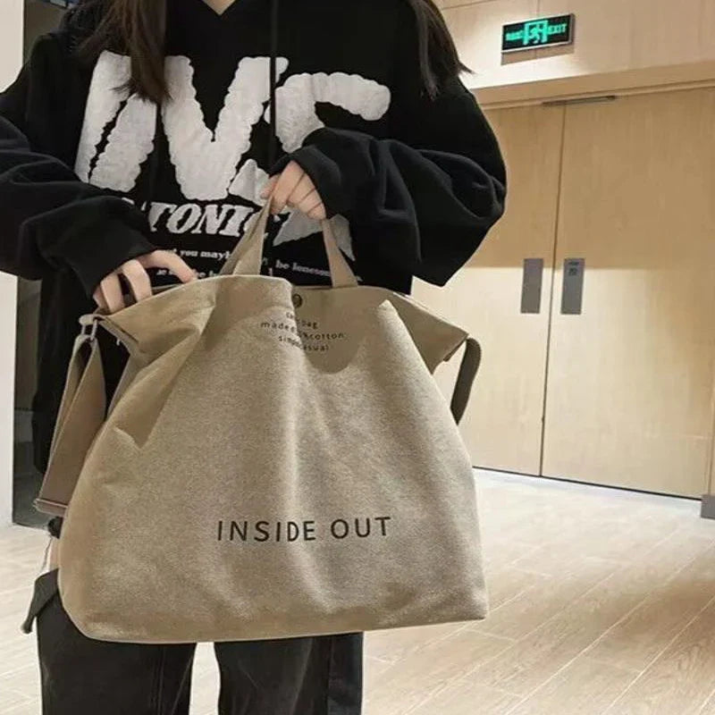Beige Canvas Tote Bag – Large Capacity Shoulder Bag | JETTING