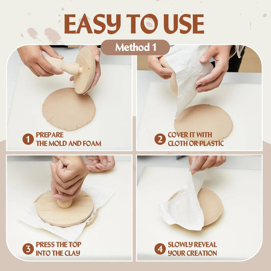 Ceramics Tool 4.5/5.5/6.5 in Plaster Mold Wood Pottery Tools with Handle for DIY Bowls Plate Dish Slump Press Mold Pottery Molds Peaceful Pleasures Health and Wellness Sets(3pcs)