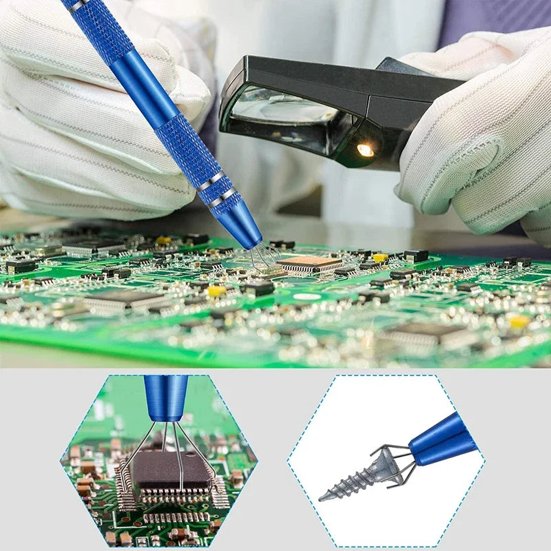 4-Claw IC Chip Extractor Remover Tool Precision Parts Grabber Extractor Pick Up Puller for Electronic Component Nuts Repair Tool Peaceful Pleasures Health and Wellness