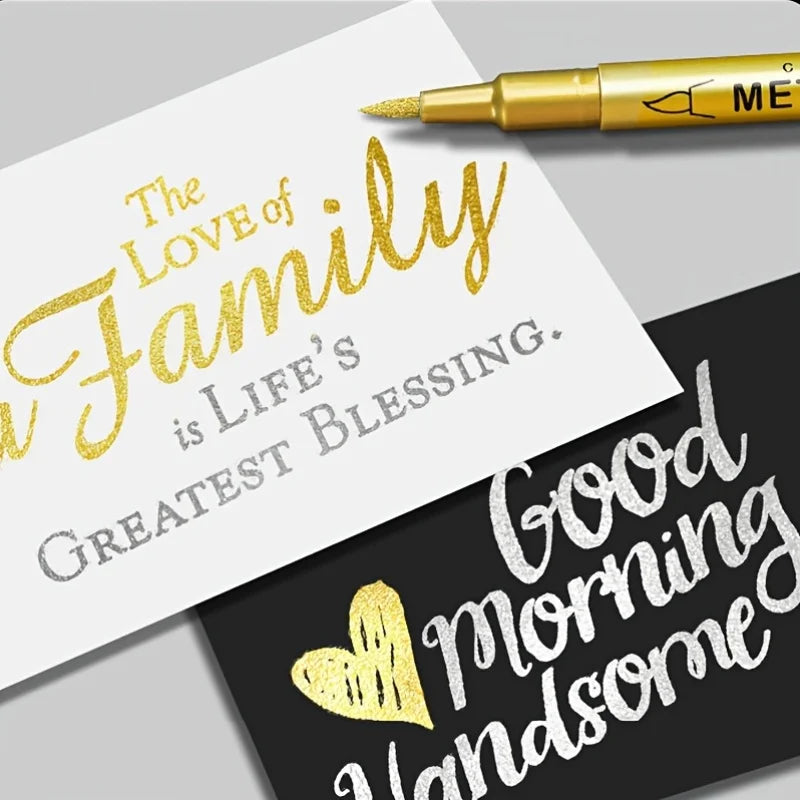 10-Pack of Gold Hard-Tip Gel Pens, Metallic Craft Pens, Gold and Silver Paint Pens, Signature Pens, Marker Pens, Signature Pens, Metallic Pens, Water-Based Outlining Pens Peaceful Pleasures Health and Wellness