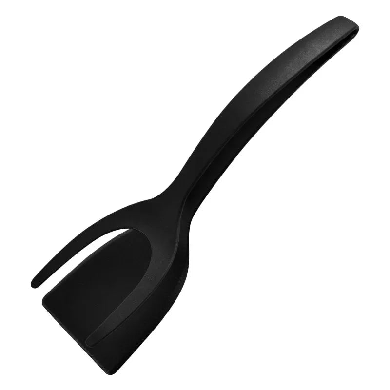 2 In 1 Shovel Clip Silicone Grip Flip Tongs Egg Steak Spatula Tongs Clamp Pancake Fried Turners Cooking Tool Kitchen Accessories Peaceful Pleasures Health and Wellness black