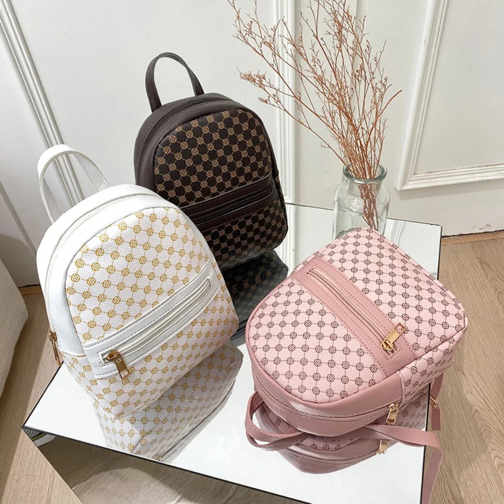 Solid Color Single Shoulder New Trendy Brand PU Women's Handbag Cute Crossbody and Backpack Casual Bag Fresh and Sweet Style Peaceful Pleasures Health and Wellness