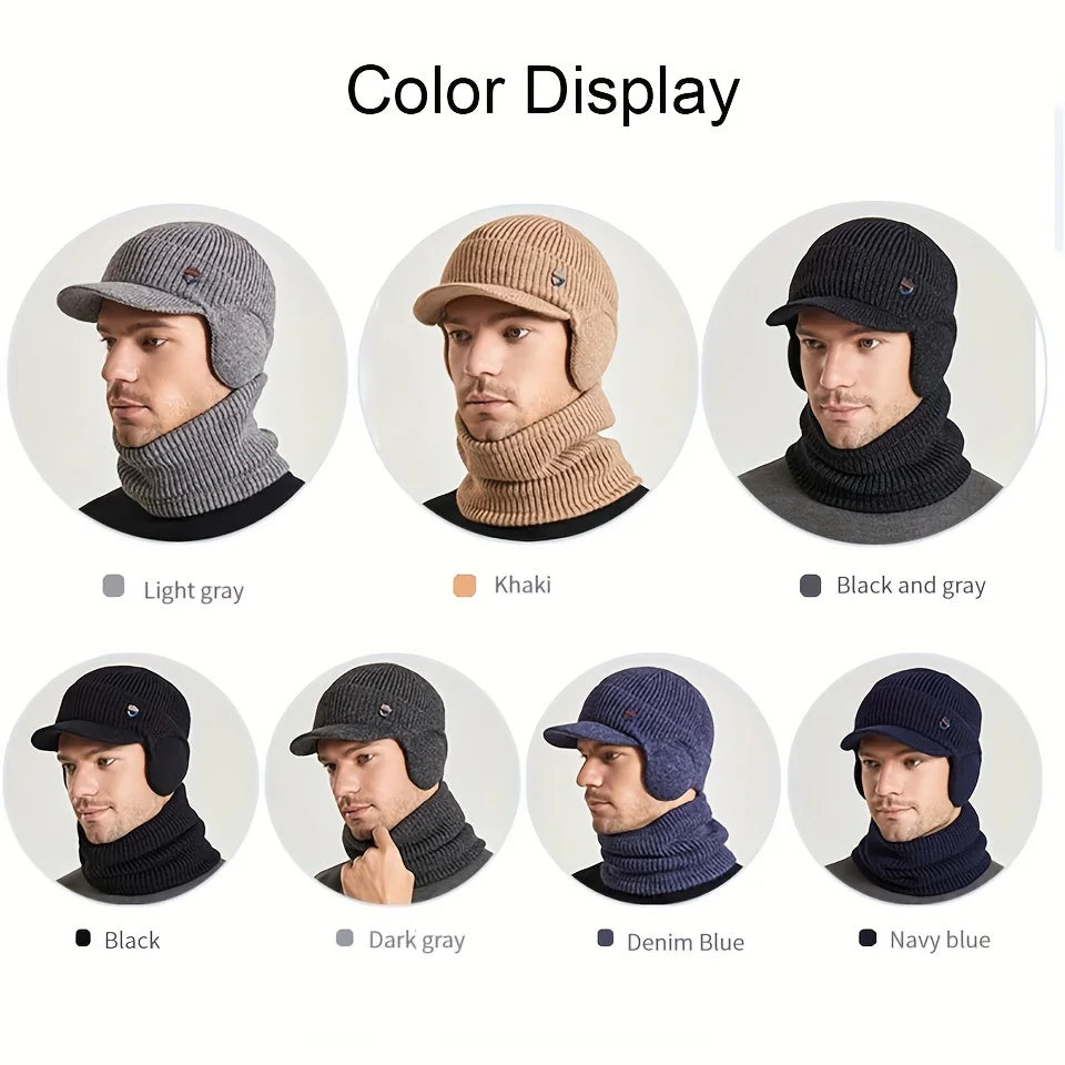 Winter Knitted Balaclava Hat & Scarf Set Thermal Lined Beanie, Ear Protection, Unisex Cold Weather Face Mask for Outdoor Sports Peaceful Pleasures Health and Wellness