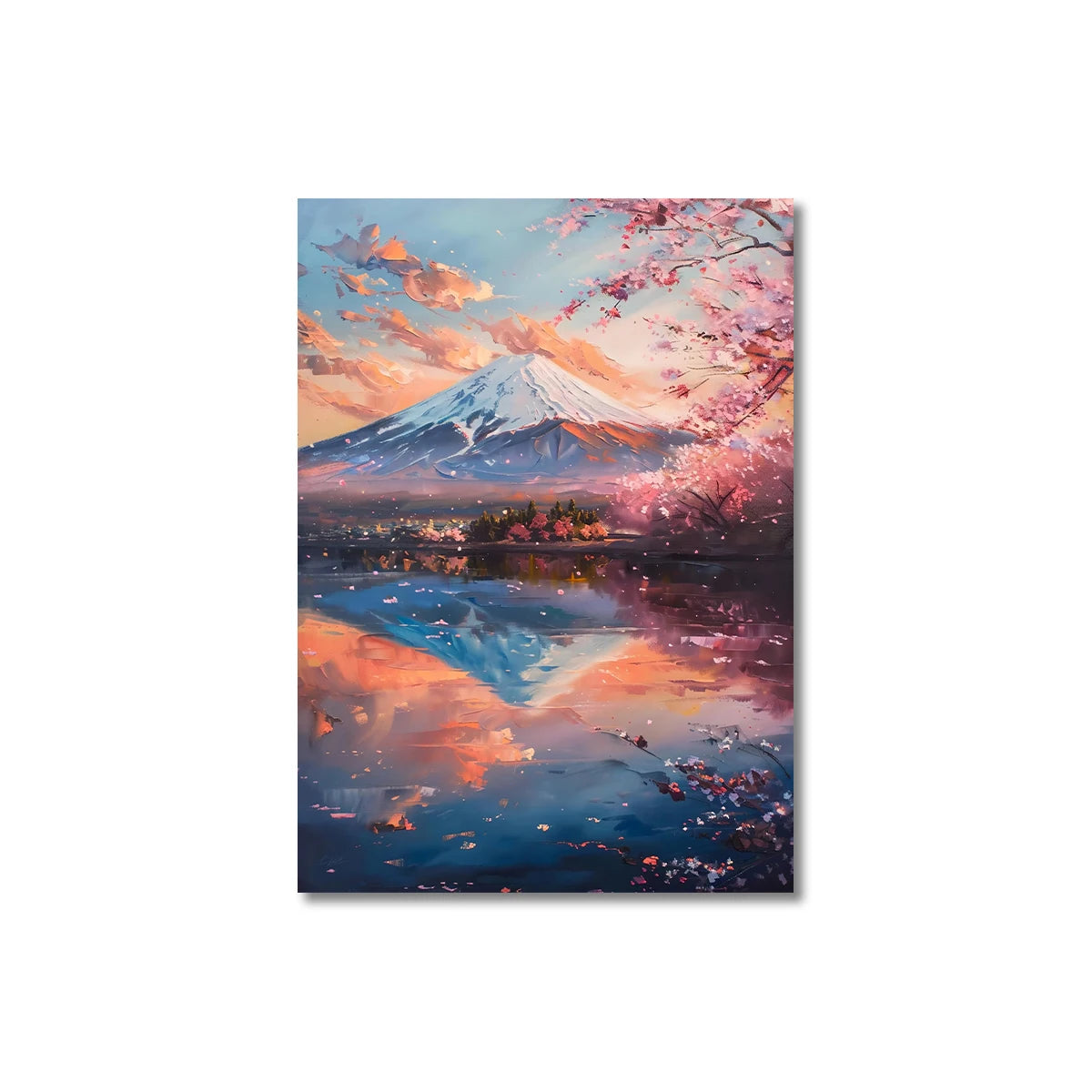 Japanese Mount Fuji Canvas Wall Art | Plum Blossom Wave Poster Canvas Wall Art Peaceful Pleasures Health and Wellness TL527 50x70cm Unframed