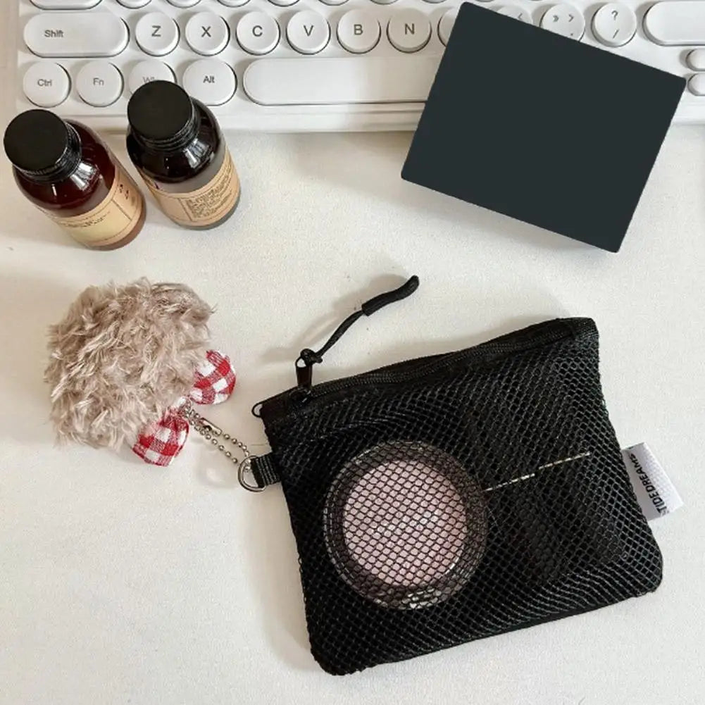 Dual-Layer Mesh Travel Makeup Bag – Mini Zipper Organizer