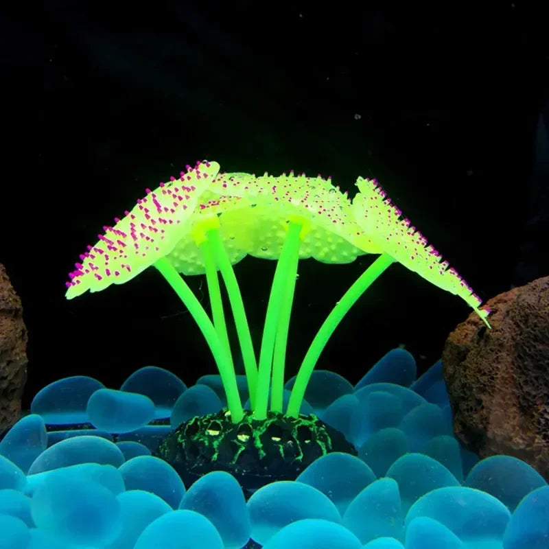 Glowing Artificial Anemone Aquarium Decoration | Silicone Plant