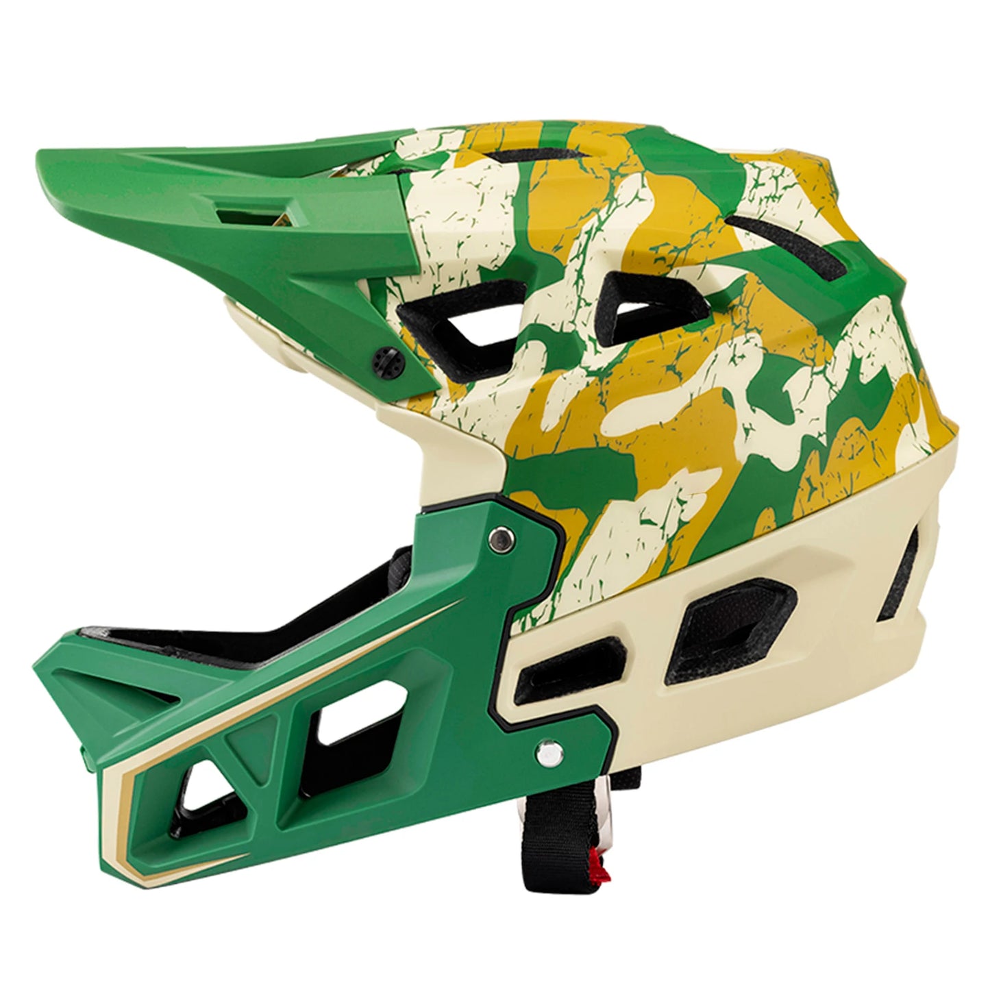 Full Face Mountain Bike Helmet Adult Racing Downhill MTB Helmet for Men/Women Adult Mountain Bike Helmet with Visor Peaceful Pleasures Health and Wellness Camouflage Green M