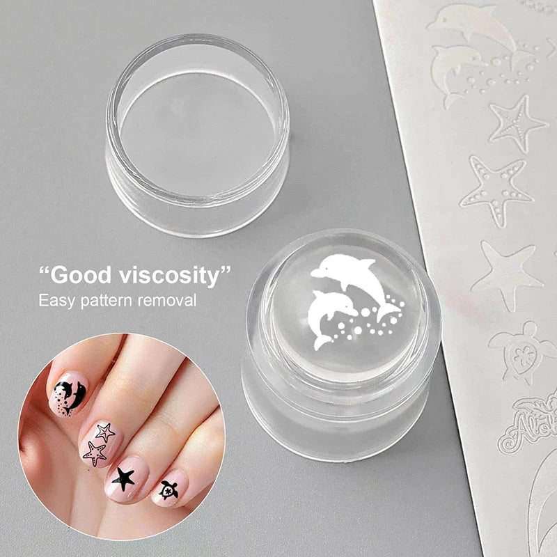 Jelly Silicone Nail Stamper With Scraper Transparent Nail Templates Stamp For Stamping Polish Printing Manicure Tools Peaceful Pleasures Health and Wellness