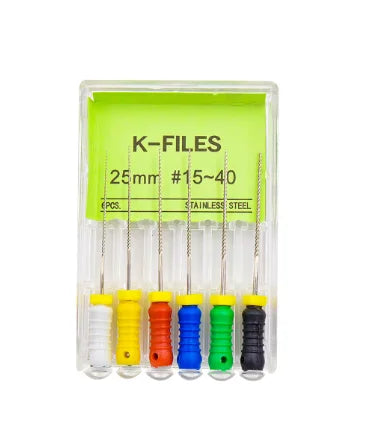 Dental K-Files 6pcs | Stainless Steel Root Canal Hand Files