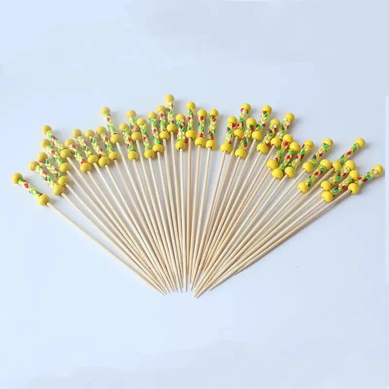 Party Banquet Celebration Festival Fruit Fork Disposable Bamboo Dessert Cake Fork Pastry Decoration Bamboo Sticks Cocktail Fork Peaceful Pleasures Health and Wellness