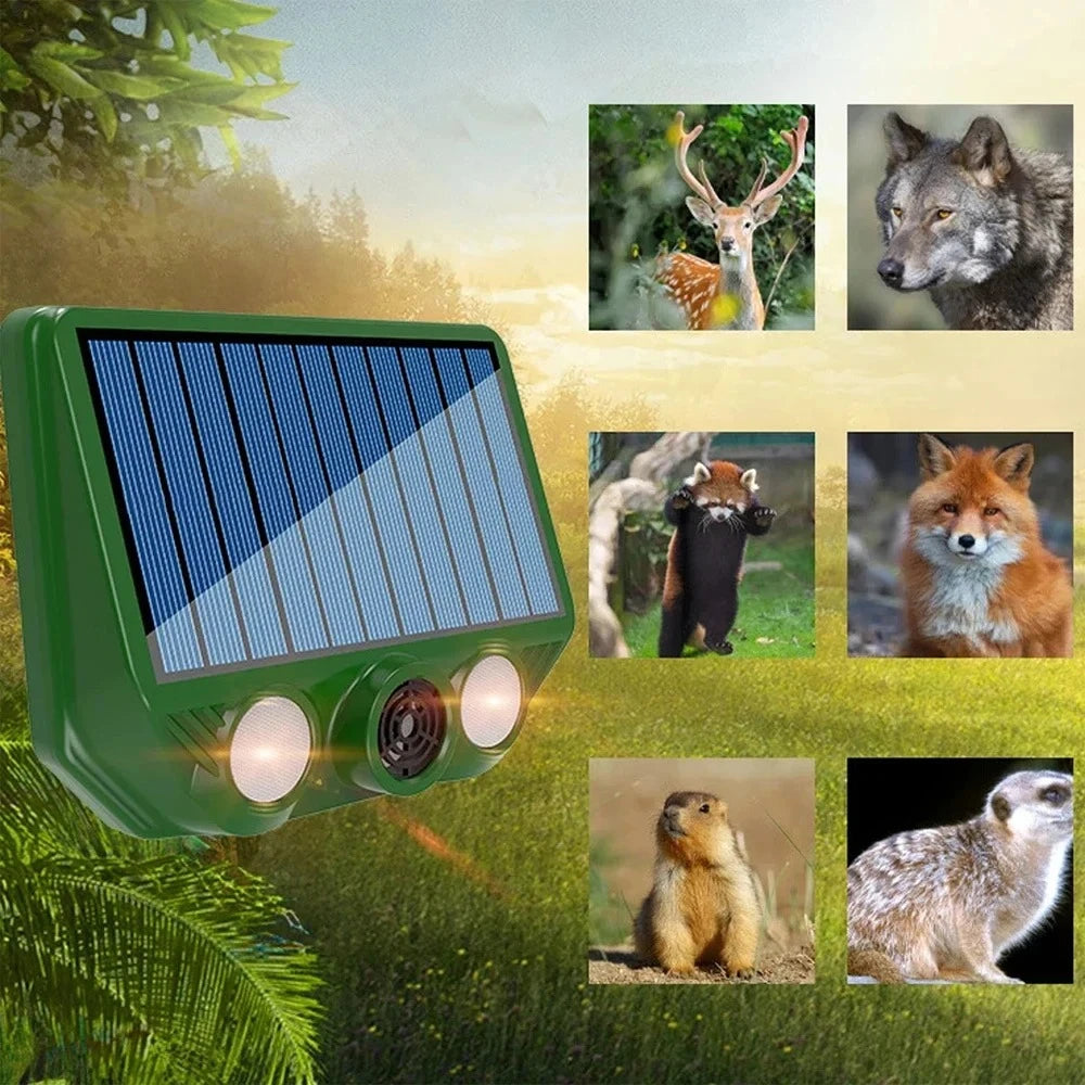 Solar Powered Animal Repellent Device IP66 Waterproof 500mAh Rechargeable Battery Outdoor Garden Lawn Pest Control Peaceful Pleasures Health and Wellness