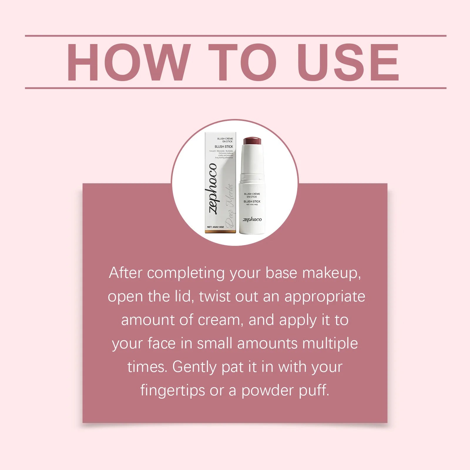 Zephoco Cream Blush Stick – Hydrating Long-Wear Soft Mist Finish Cream Blush Stick Oasis Select