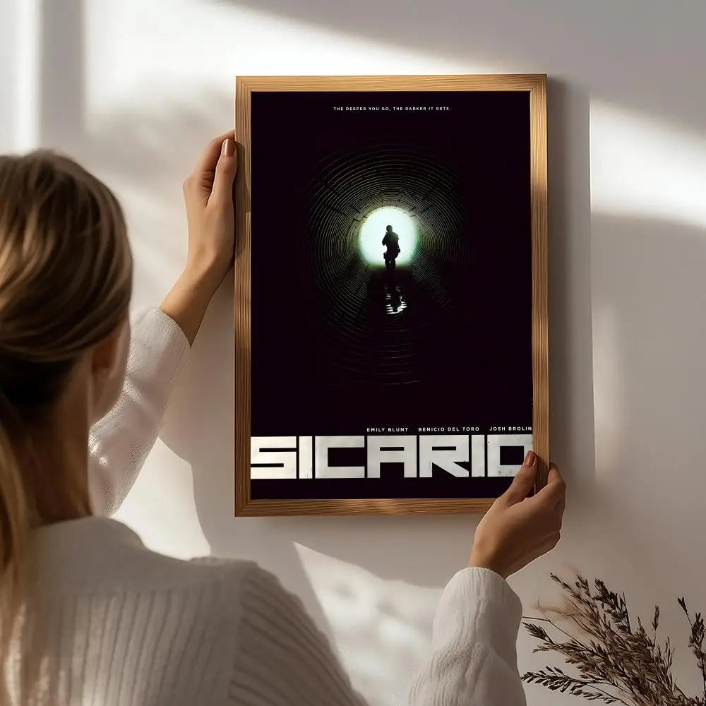 Sicario Movie Poster HD Self-Adhesive Waterproof Wall Art Movie Wall Poster Peaceful Pleasures Health and Wellness White9 30X40cmNoframe