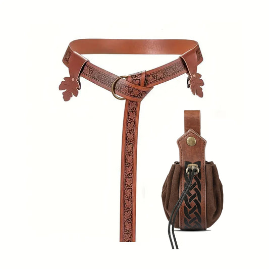 Medieval Belt Retro Embossed Elf Leaf Leather Dress Clip Viking Peaceful Pleasures Health and Wellness Style E 3pcs