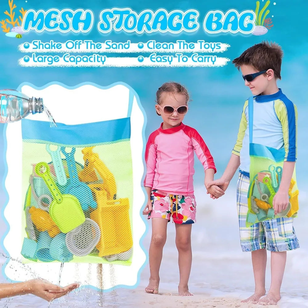 21-Piece Kids Beach Sand Toys Set – Excavator, Castle Molds & Bucket