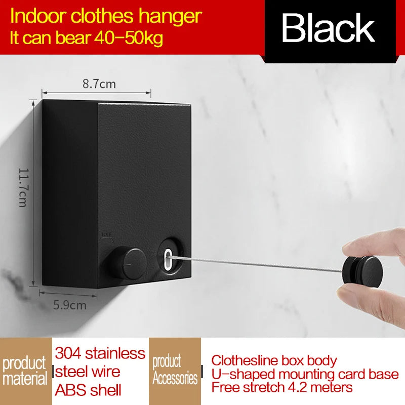 Retractable Clothesline Wall-Mounted Clothes Drying Rack