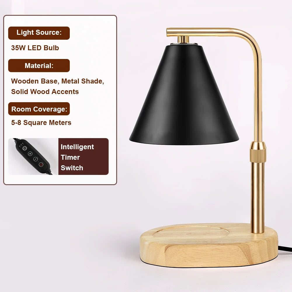 Dimmable Candle Warmer Lamp with Timer | Black Wax Melter