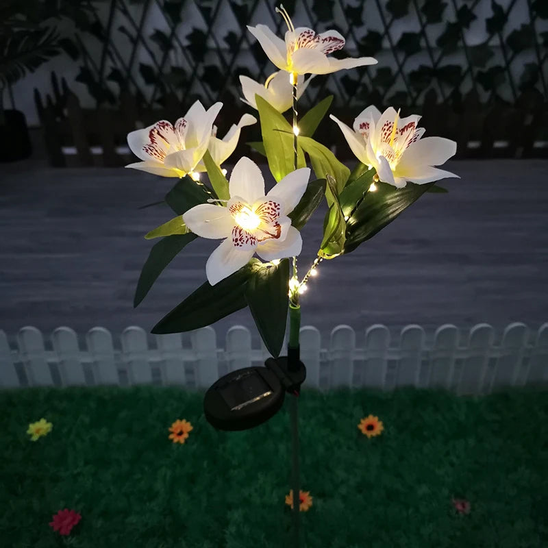 Solar Orchid LED Garden Stake Light | Waterproof Lawn Flower Lamp