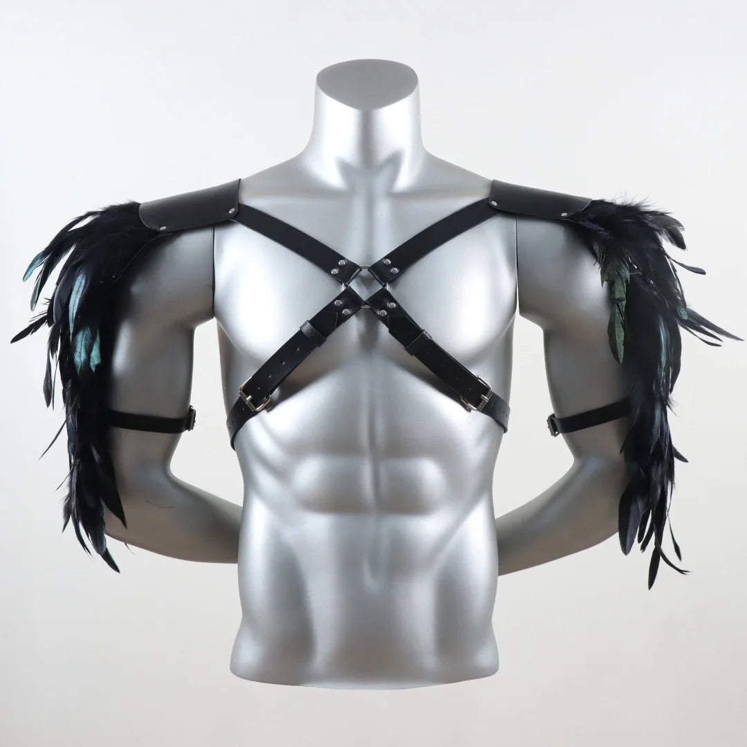 UYEE Belt Feather Shrugs Shawls Gothic Punk Cape Jacket Scarf