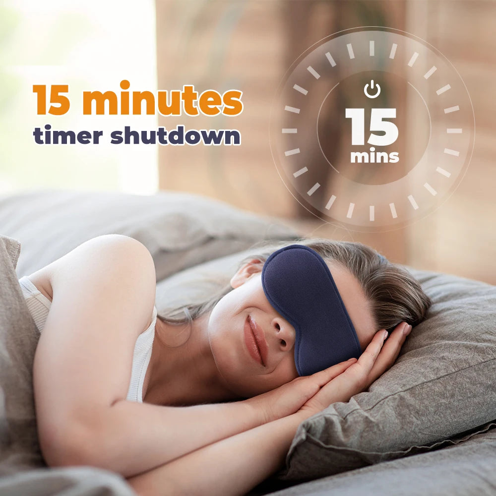 Electric 3D Sleeping Eye Mask 5/3 Hot Compress & 6 Vibration Eye Care Massager Shading Office Travel Relieve Fatigue Dry Eyemask Peaceful Pleasures Health and Wellness