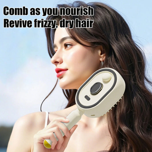 Electric Steam Brush with Water Spray Wet Electrics Hairbrush USB-C Charging for Detangling Smoothing Styling & Frizz Control Peaceful Pleasures Health and Wellness