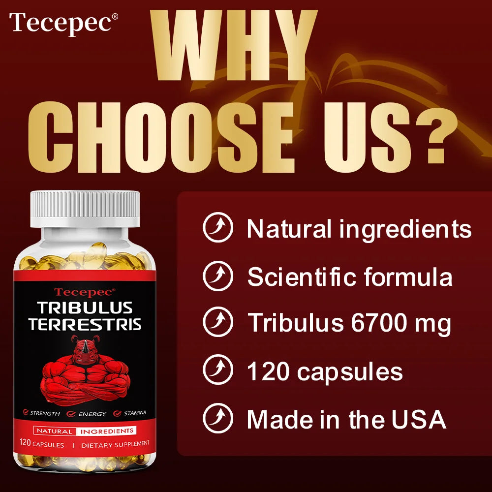 Tribulus Terrestris Extract Capsules - with Maca,Ashwagandha - Energy, Endurance & Natural Energy,Non-GMO Peaceful Pleasures Health and Wellness