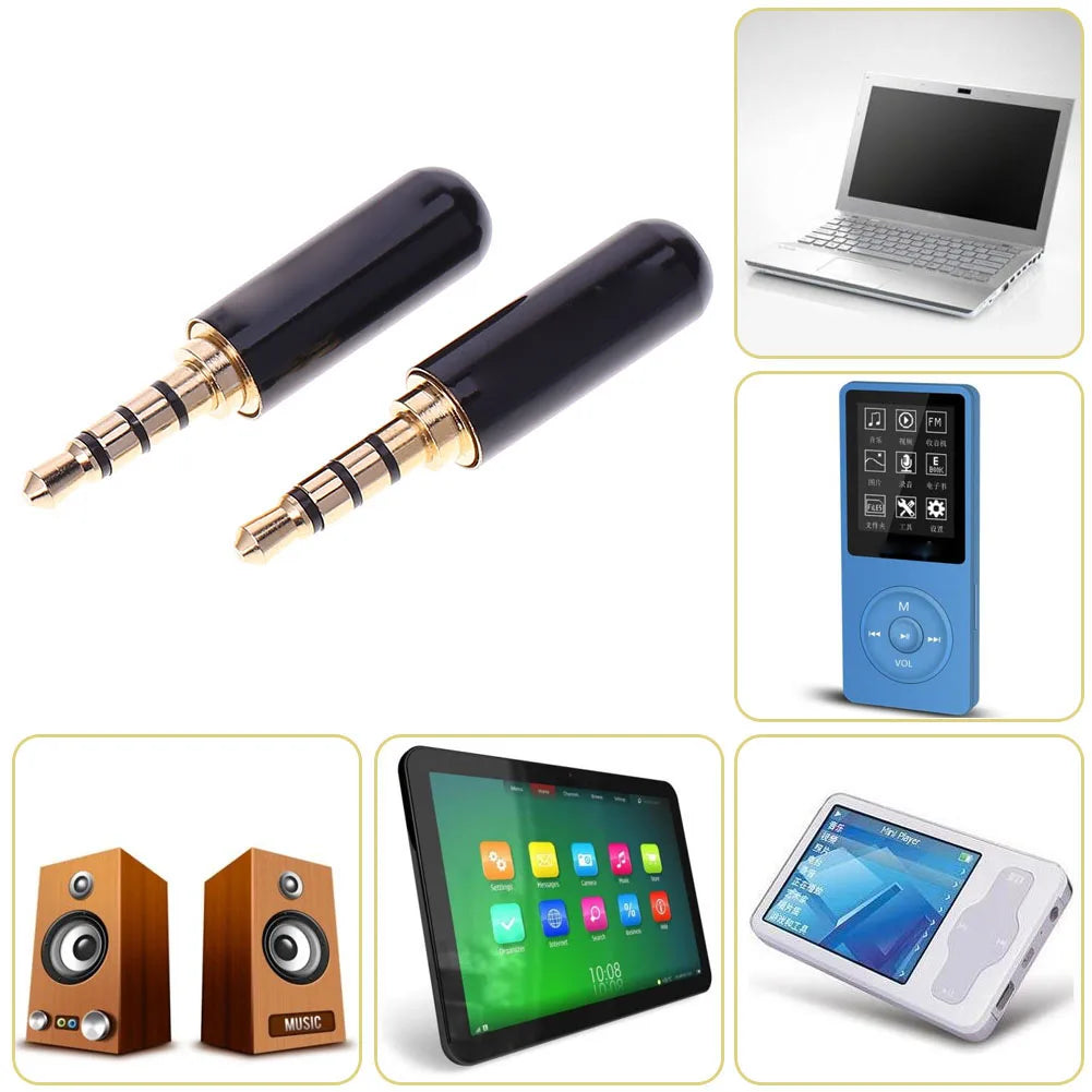 3.5mm TRRS 4-Pole Male Plug – DIY Headphone Connector 2-Pack