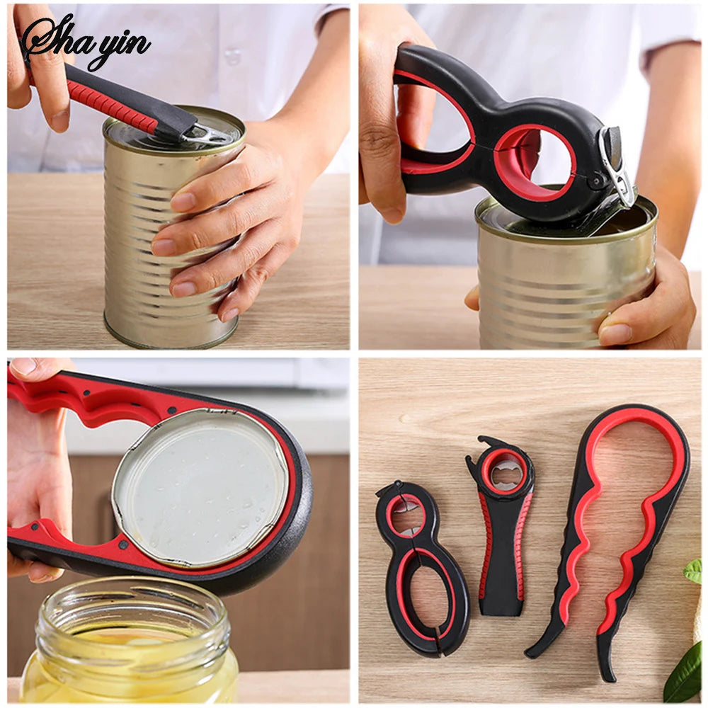 Multifunctional 6-in-1 Jar Opener And 4-in-1 Bottle Opener with Non-Slip Lids Gripper - Kitchen Tool for Easy Opening Peaceful Pleasures Health and Wellness